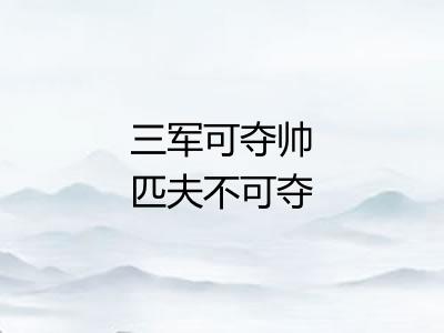 三军可夺帅匹夫不可夺志 三军可夺帅匹夫不可夺志