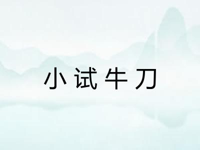 小试牛刀 小试牛刀
