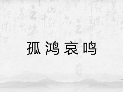孤鸿哀鸣 孤鸿哀鸣