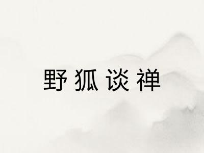 野狐谈禅 野狐谈禅