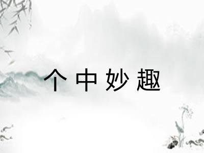 个中妙趣