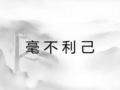 毫不利己 毫不利己