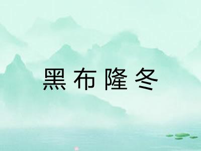 黑布隆冬 黑布隆冬