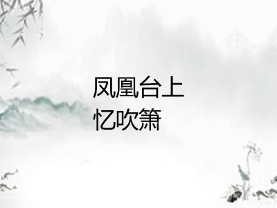 凤凰台上忆吹箫 凤凰台上忆吹箫