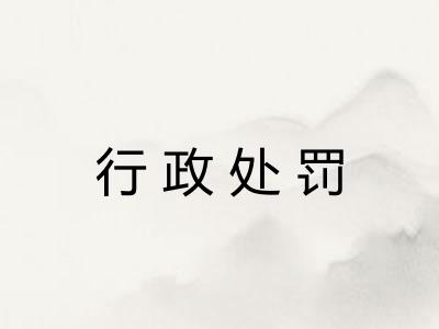 行政处罚 行政处罚