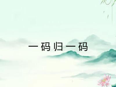 一码归一码