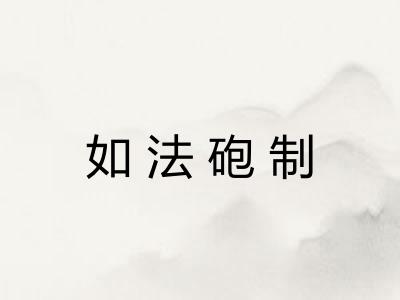 如法砲制 如法砲制