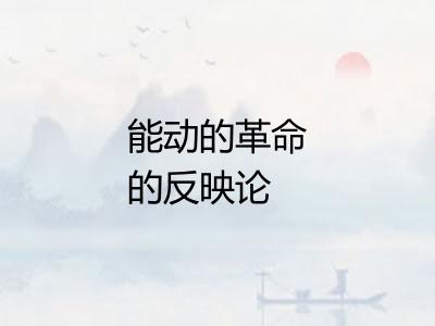 能动的革命的反映论 能动的革命的反映论