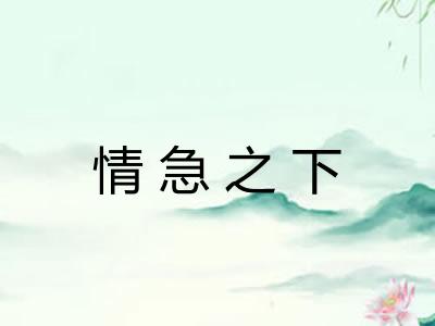 情急之下 情急之下