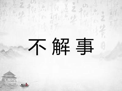 不解事 不解事