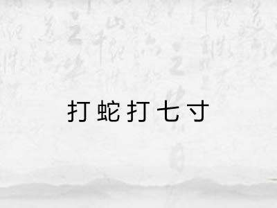 打蛇打七寸 打蛇打七寸