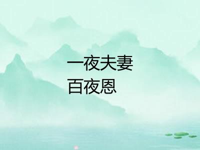 一夜夫妻百夜恩
