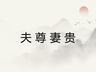 夫尊妻贵 夫尊妻贵