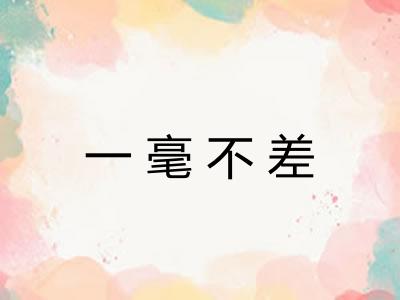 一毫不差 一毫不差