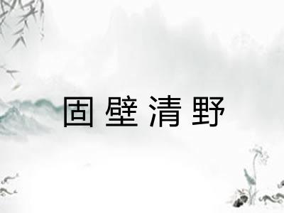 固壁清野 固壁清野