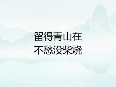 留得青山在不愁没柴烧 留得青山在不愁没柴烧