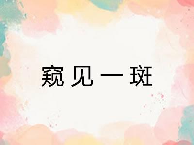 窥见一斑 窥见一斑