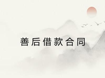 善后借款合同 善后借款合同
