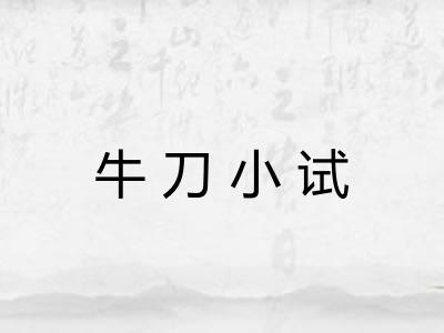 牛刀小试 牛刀小试
