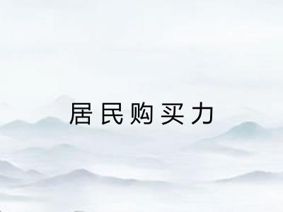 居民购买力 居民购买力